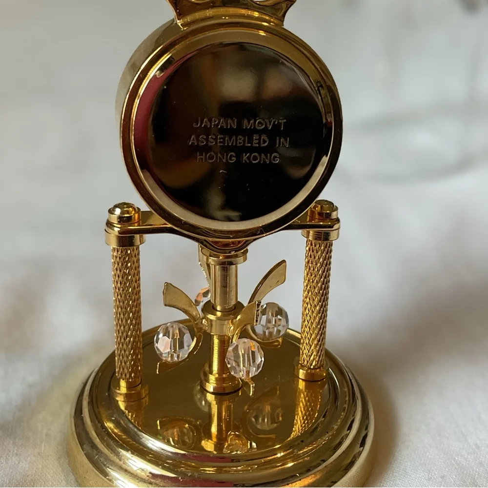 Rare Seth Thomas Miniature Anniversary Clock Gold Tone, Very Clear Glass Dome
